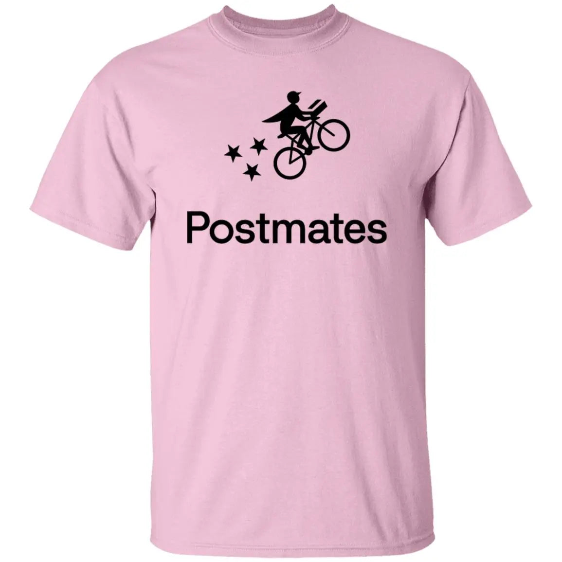 Mens Pink Postmates Black Logo T Shirt Food Delivery Merch, Front