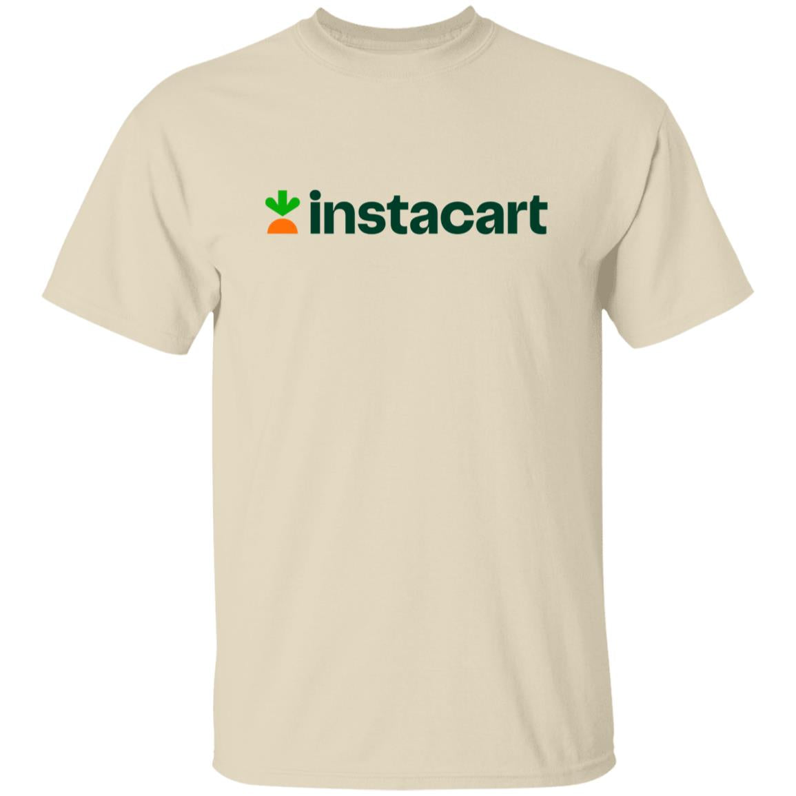 Mens Tan Instacart Brand Logo T Shirt Food Delivery Merch, Front