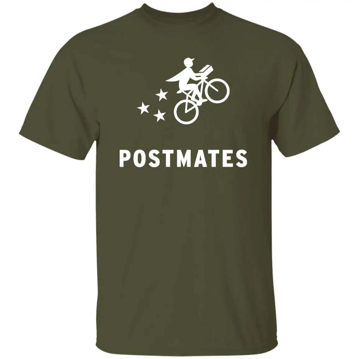 Mens Green Postmates Brand Logo T Shirt Food Delivery Merch, Front