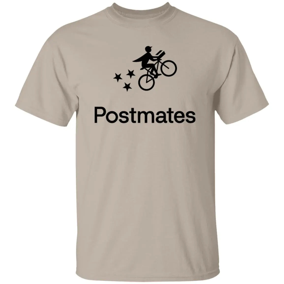 Mens Brown Postmates Black Logo T Shirt Food Delivery Merch, Front