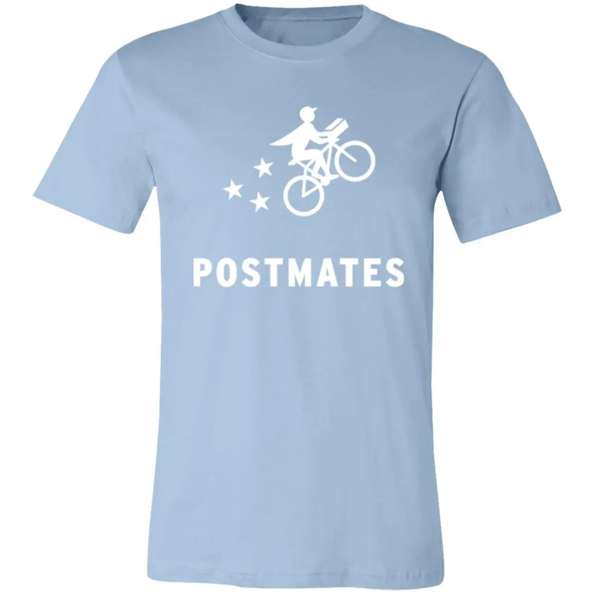 Womens Blue Postmates White Logo T Shirt Food Delivery Merch, Front