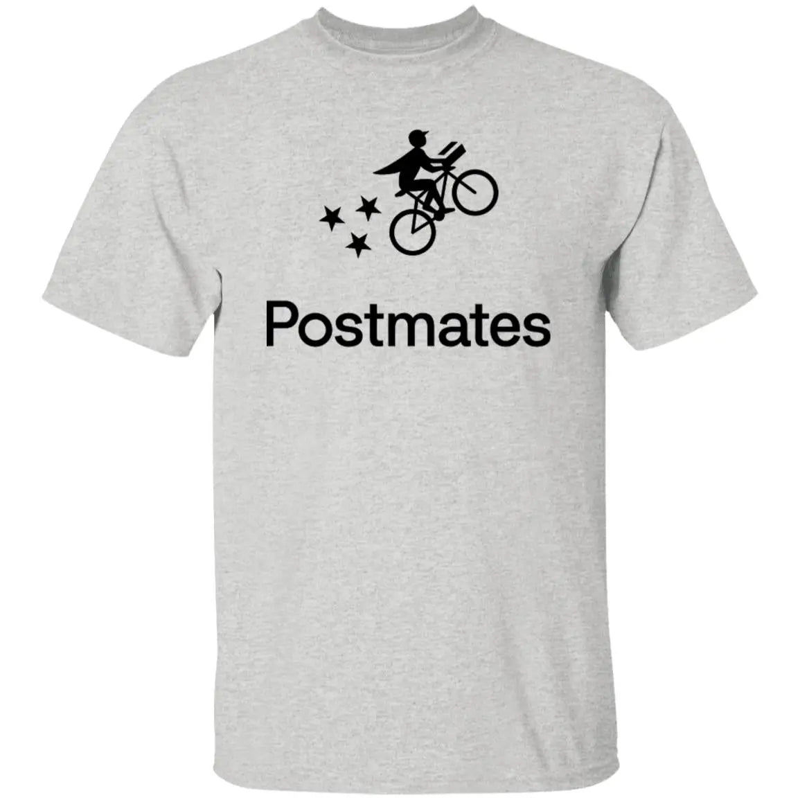 Mens White Postmates Black Logo T Shirt Food Delivery Merch, Front