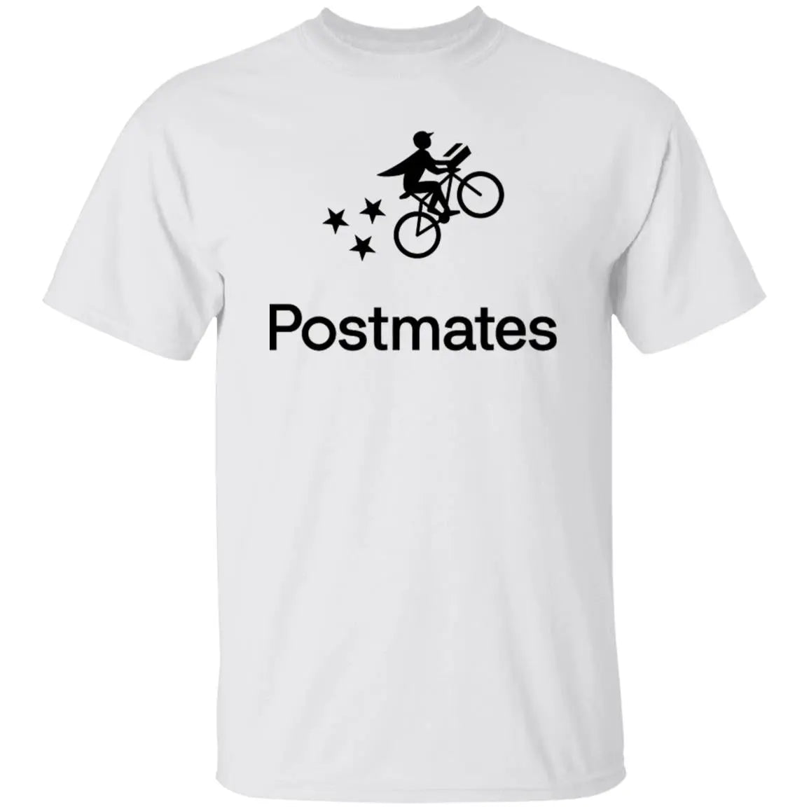 Mens White Postmates Black Logo T Shirt Food Delivery Merch, Front