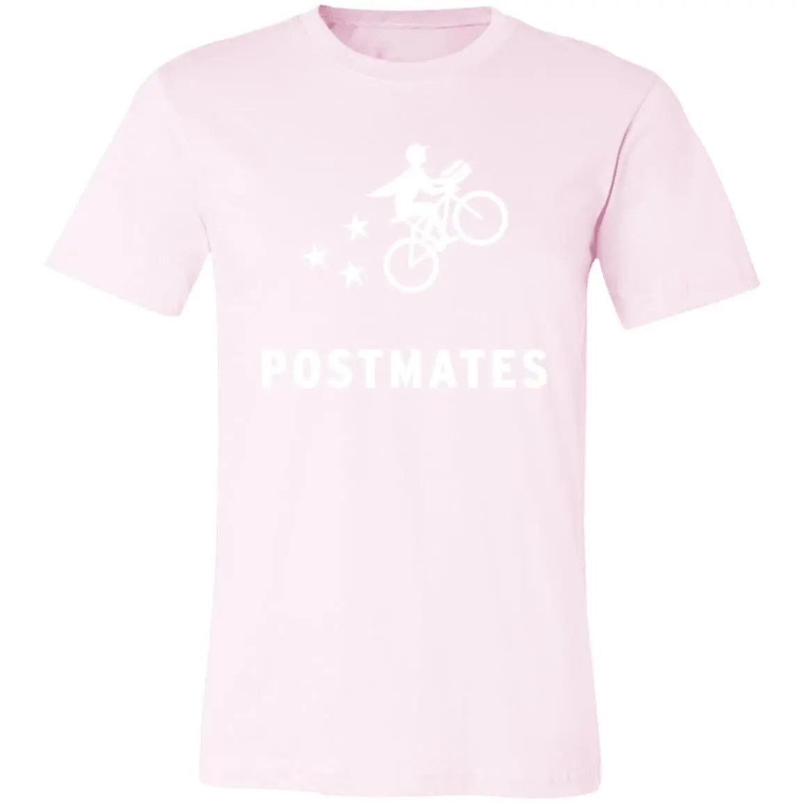 Womens Pink Postmates White Logo T Shirt Food Delivery Merch, Front