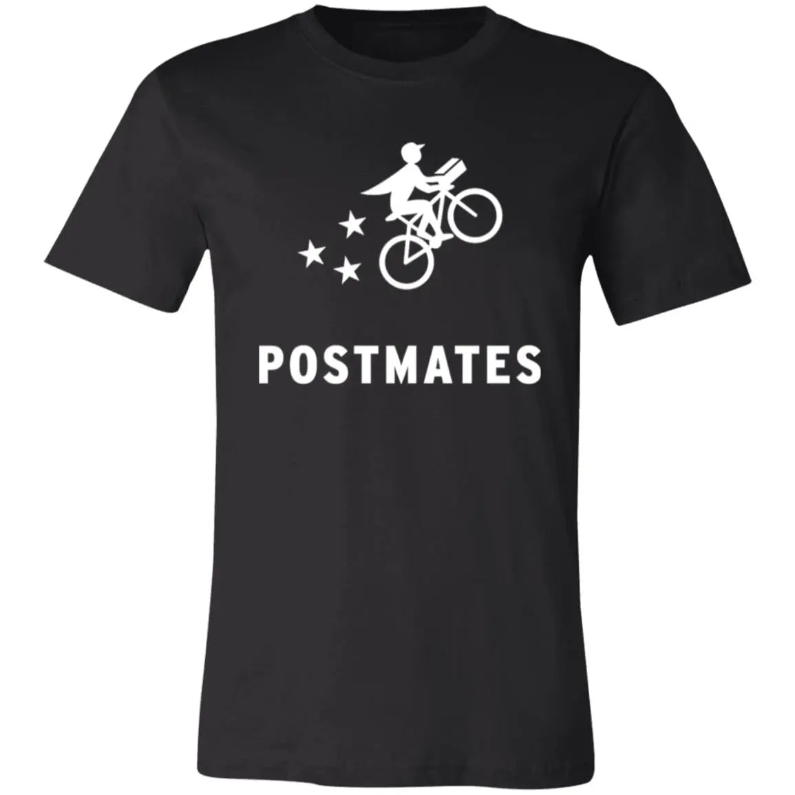 Womens Black Postmates White Logo T Shirt Food Delivery Merch, Front