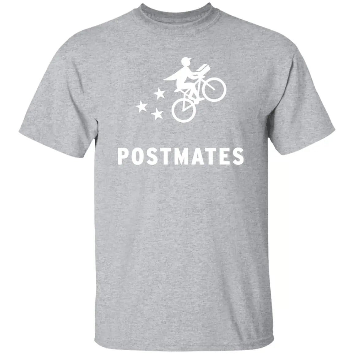 Mens Grey Postmates Brand Logo T Shirt Food Delivery Merch, Front
