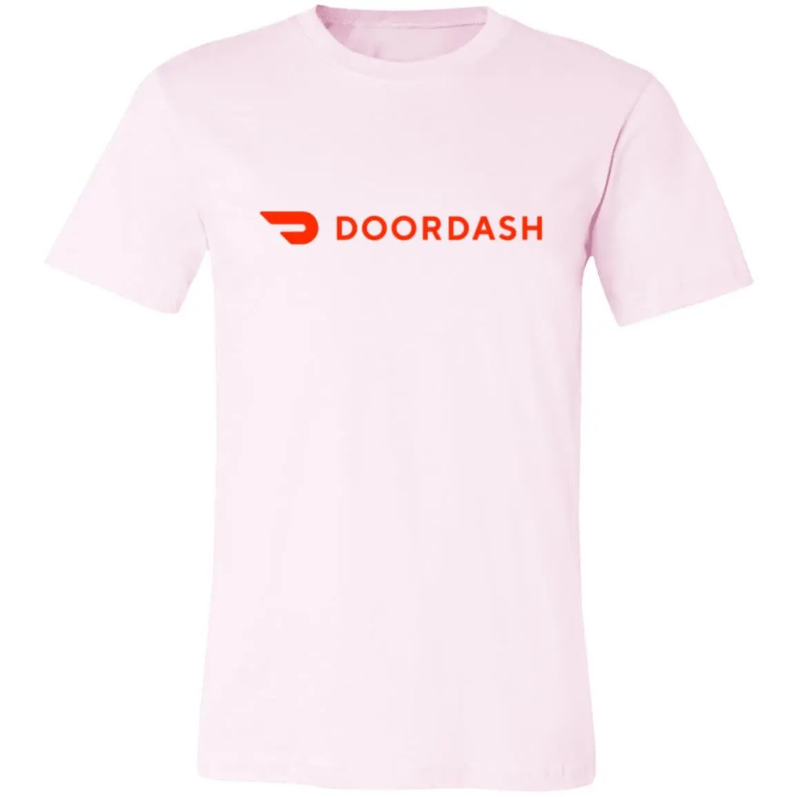 womens pink doordash t shirt, front