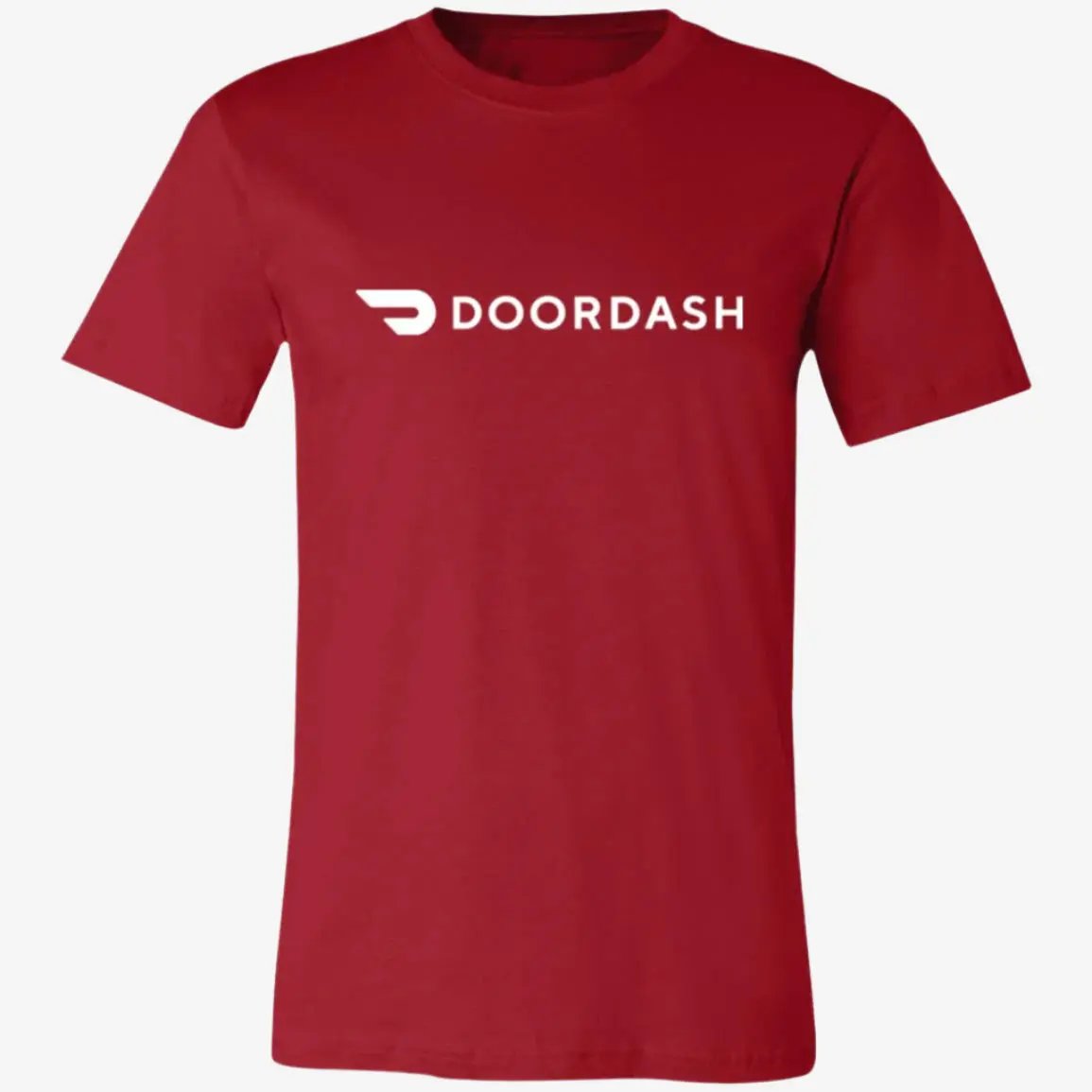 Womens Red Doordash White Logo T Shirt Food Delivery Merch, Front