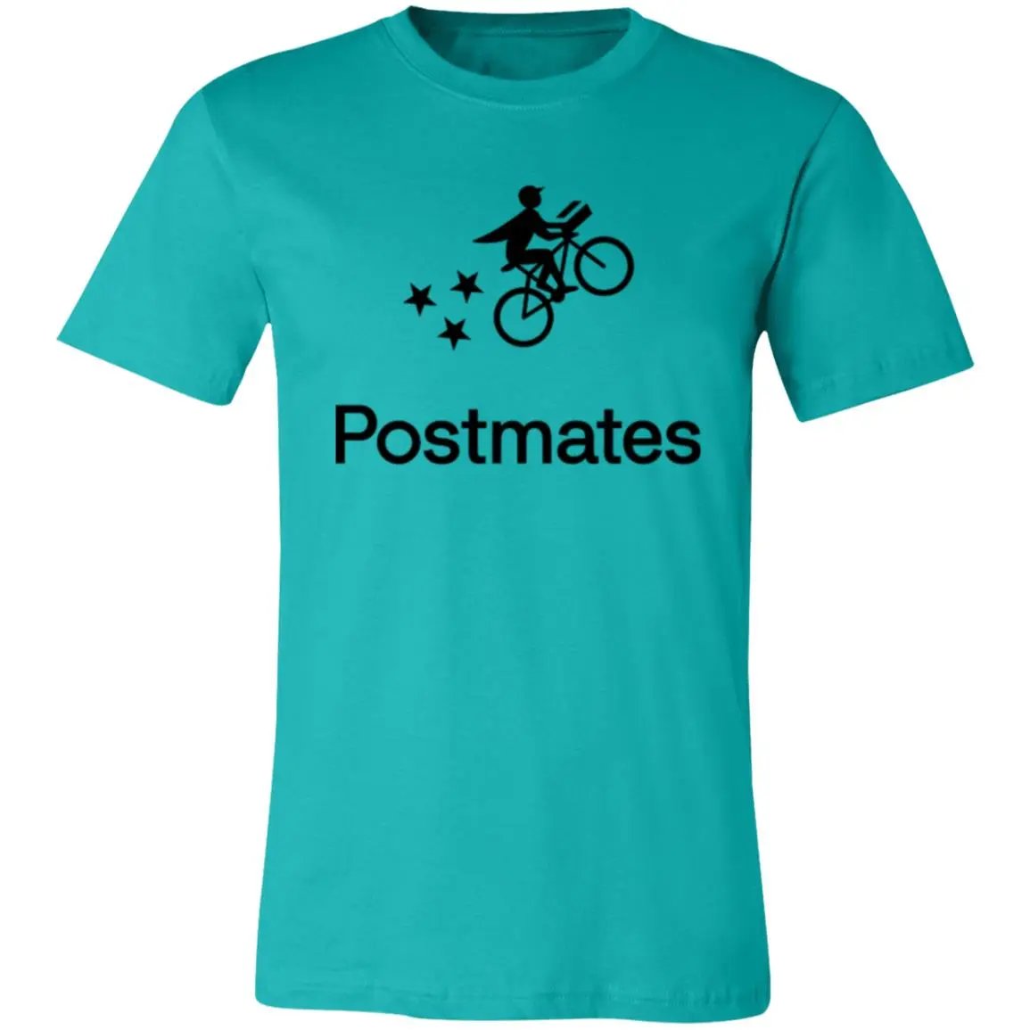 Womens Blue Postmates Black Logo T Shirt Food Delivery Merch, Front