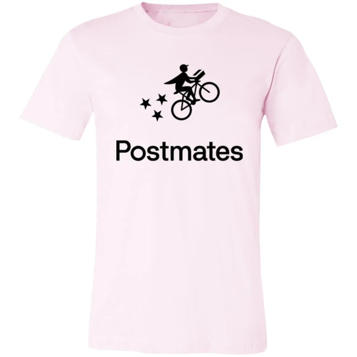 Womens Pink Postmates Black Logo T Shirt Food Delivery Merch, Front