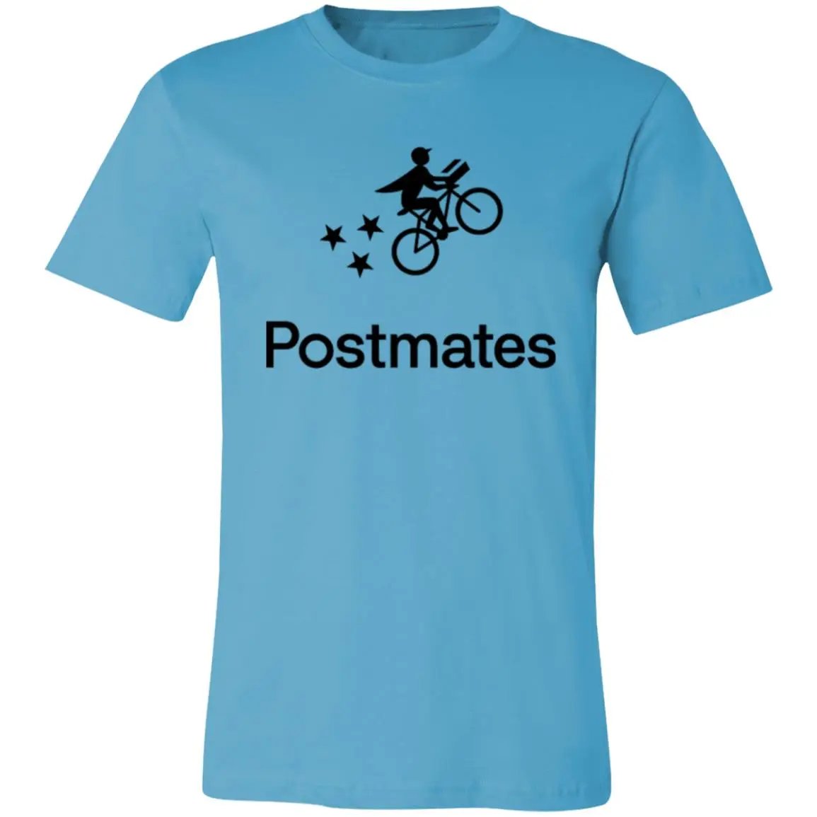 Womens Blue Postmates Black Logo T Shirt Food Delivery Merch, Front