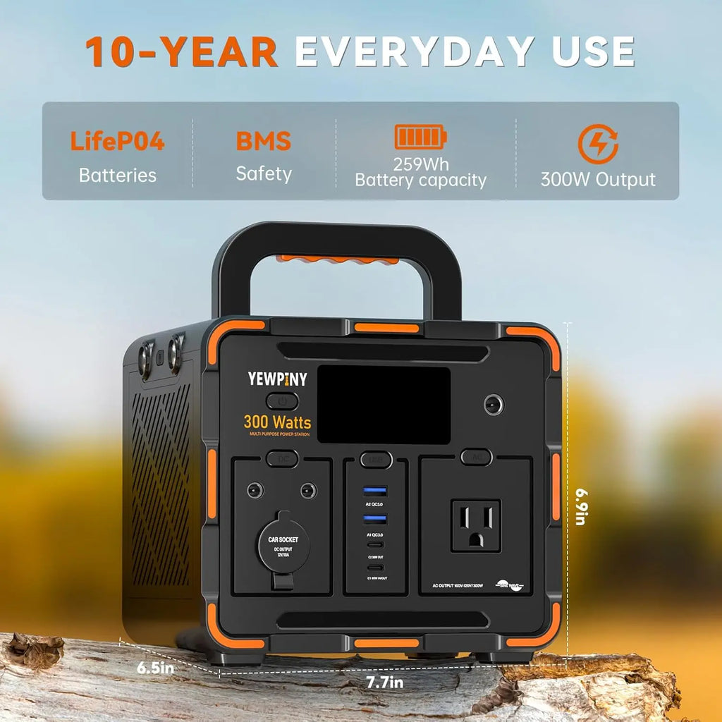 300W Portable Power Station, Solar Generator 259Wh, 70,000mAh LiFePO4 Battery with 65W USB-C PD&Pure Sine Wave AC, Solar Charging for Camping,Home Backup,Emergency Power(SOS Light & LCD Display) (Not For Purchase) Amazon Only!