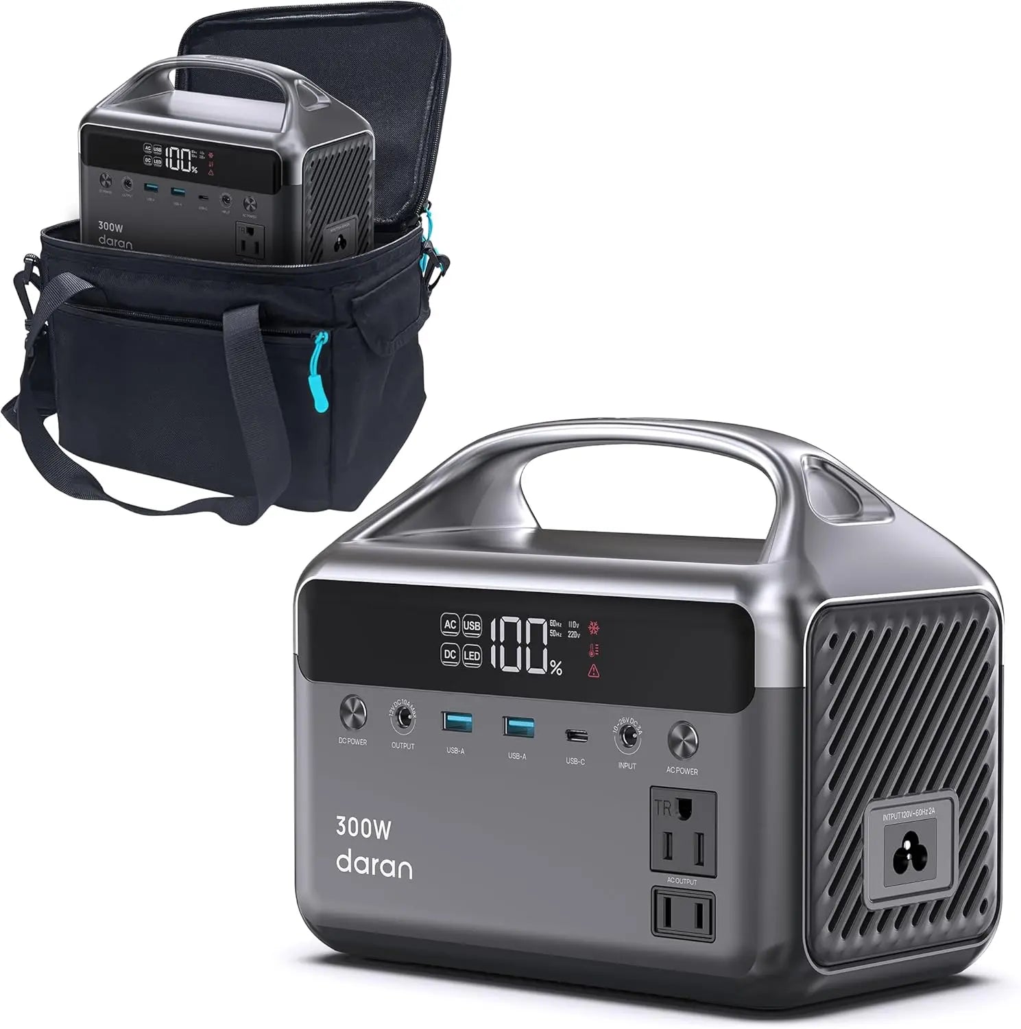 Portable Power Station 300W (600W Peak), 192Wh (60,000mAh) Mini Solar  Generator, LiFeP04 Battery with AC Outlets, Fast Charing Power Bank 7-Port  