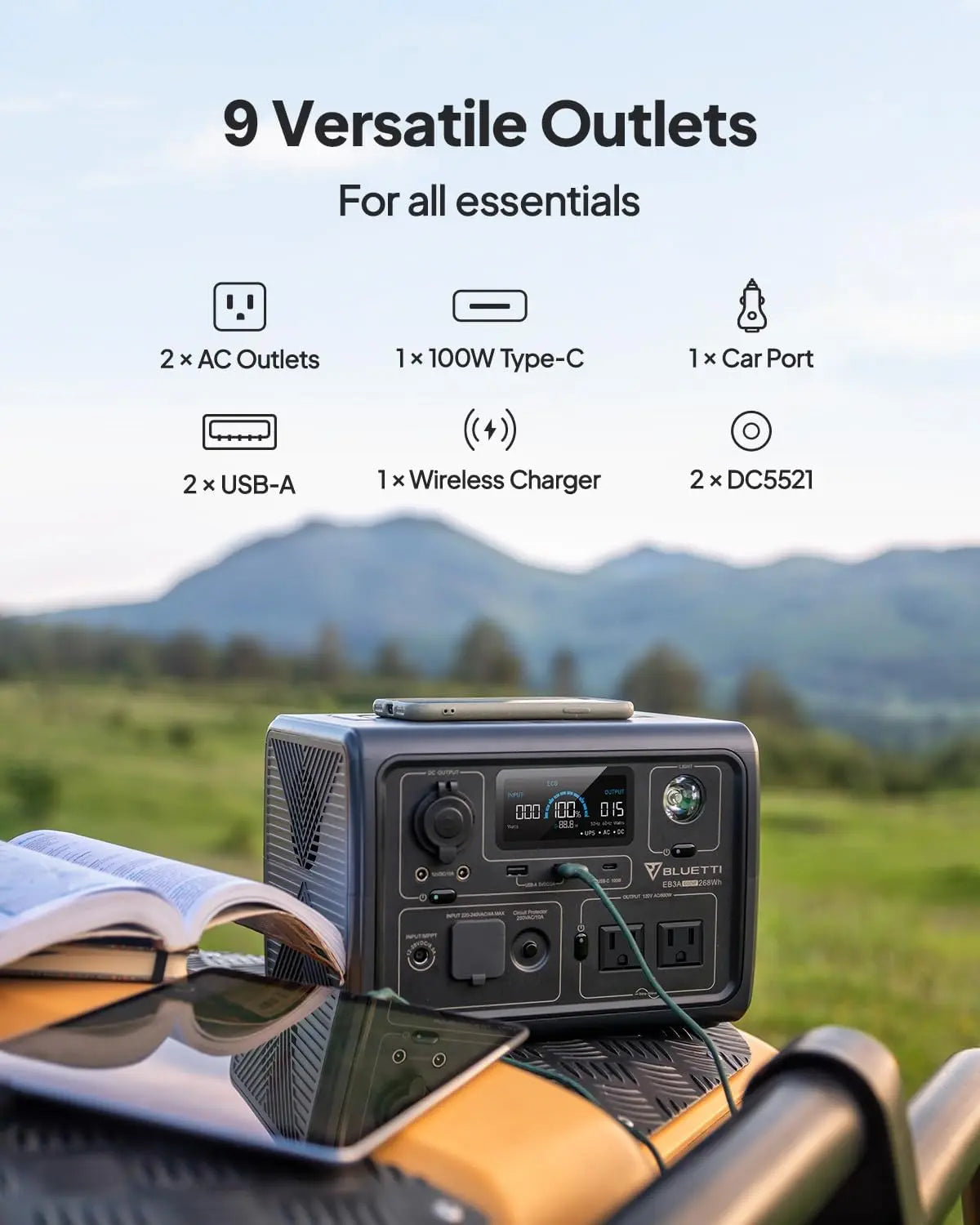 BLUETTI EB3A Portable Power Station, 268Wh Solar Generator LiFePO4 Battery Backup w/ 2 600W (1200W Surge) AC Outlets, Recharge from 0-80% in 30 Min., LFP Backup for Outdoor Camping, Trip, Power Outage (Not For Purchase) Amazon Only!