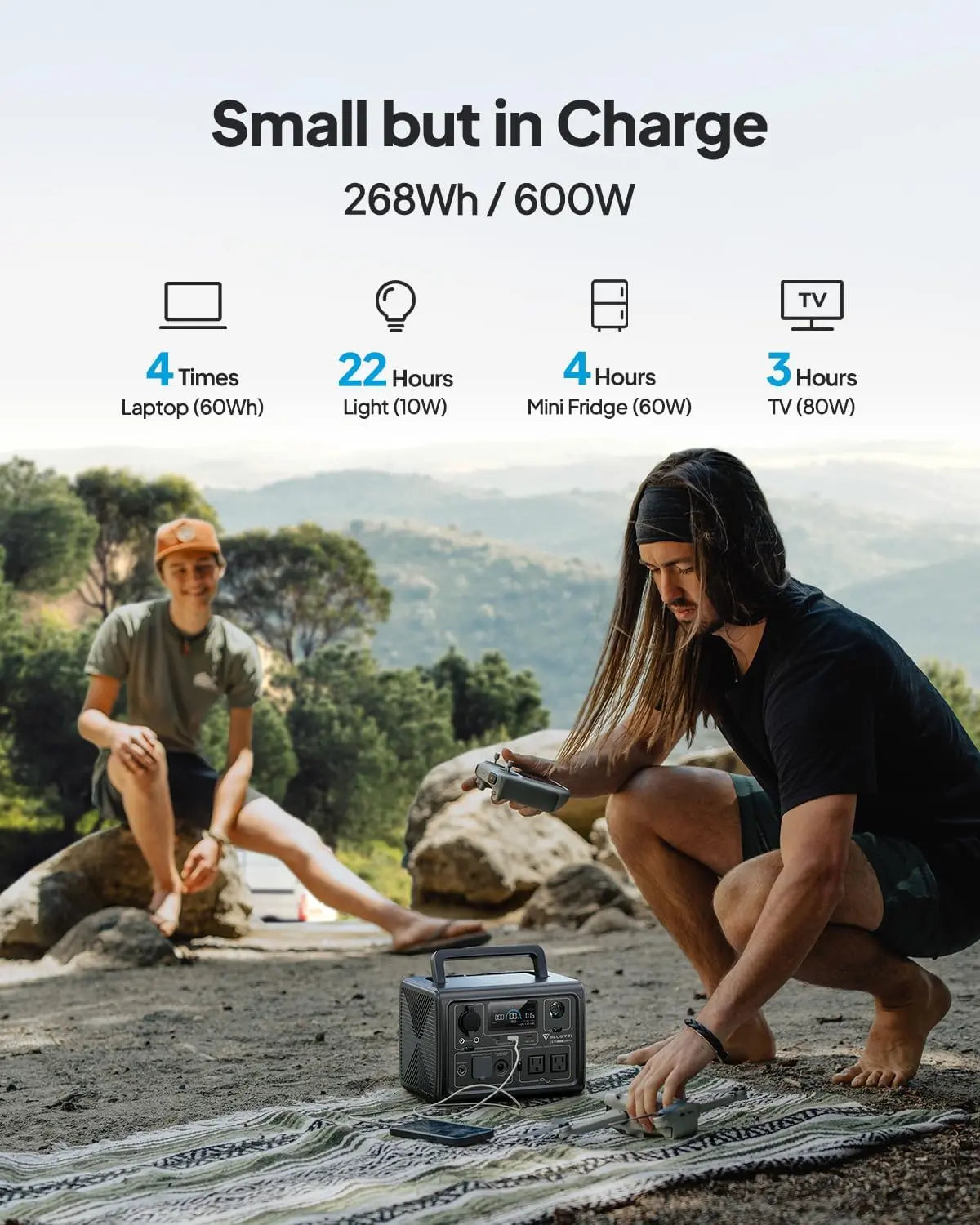 BLUETTI EB3A Portable Power Station, 268Wh Solar Generator LiFePO4 Battery Backup w/ 2 600W (1200W Surge) AC Outlets, Recharge from 0-80% in 30 Min., LFP Backup for Outdoor Camping, Trip, Power Outage (Not For Purchase) Amazon Only!