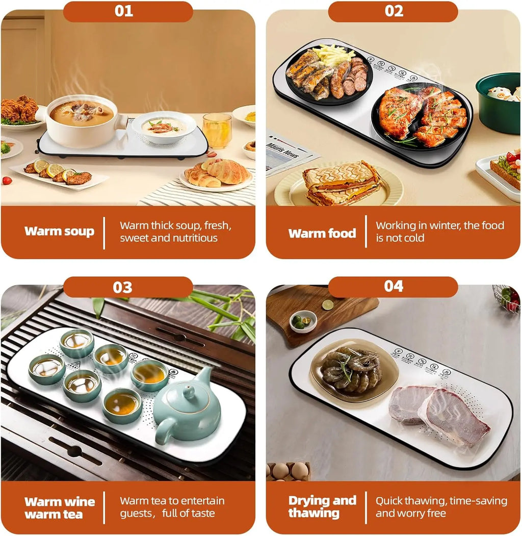 Electric Warming Tray,Food Warming Mat,Graphene Heating Film Food Warmers for Parties, Heating Fastly in 10s, Portable Design Warming Mat for Food,Warming Trays for Buffets Party,2Pack (Not For Purchase) Amazon Only!