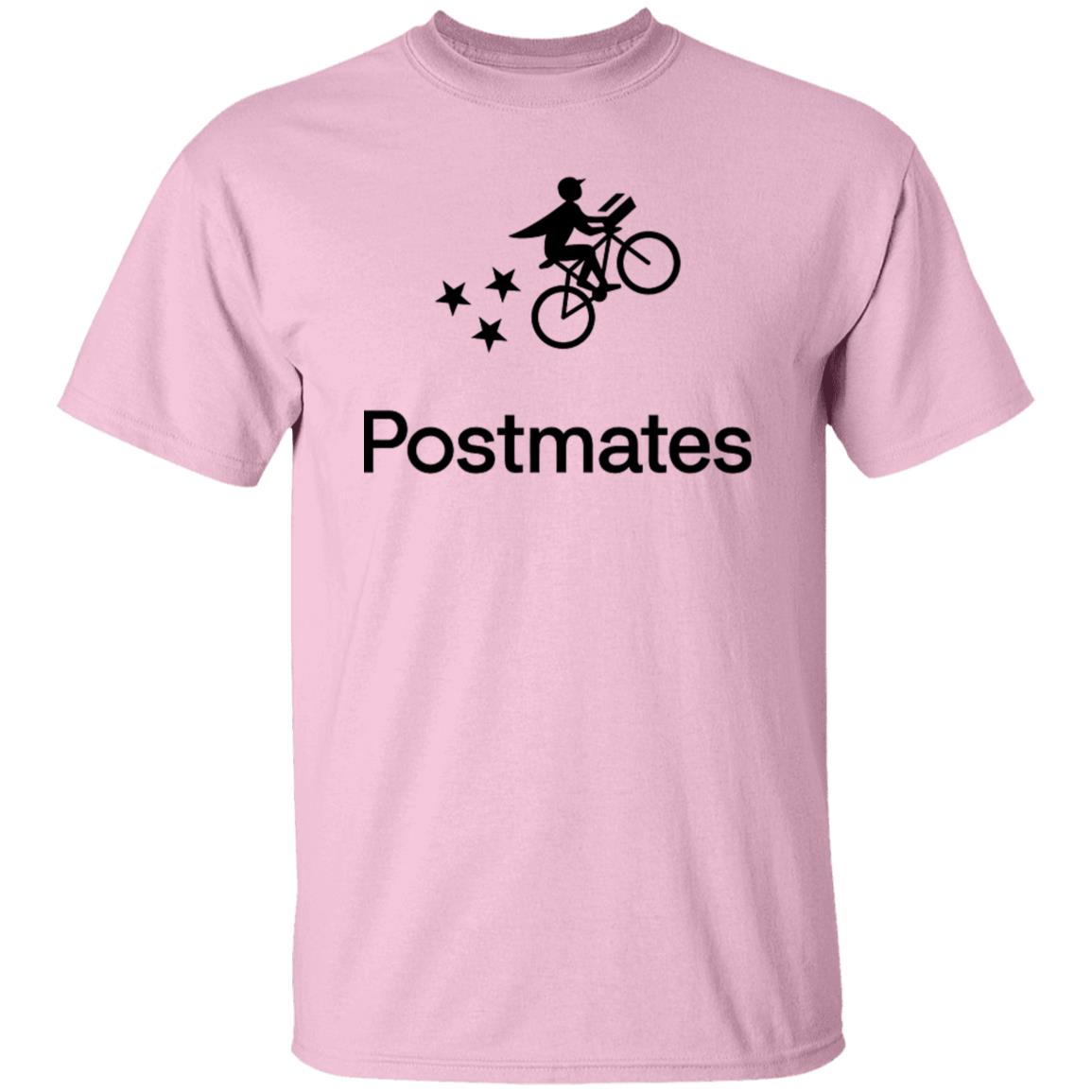 Mens Pink Postmates Black Logo T Shirt Food Delivery Merch, Front