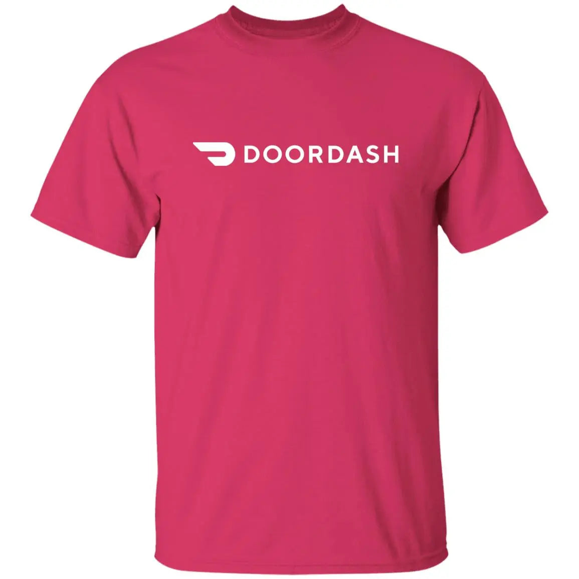 Mens Red Doordash White Logo T Shirt Food Delivery Merch, Front