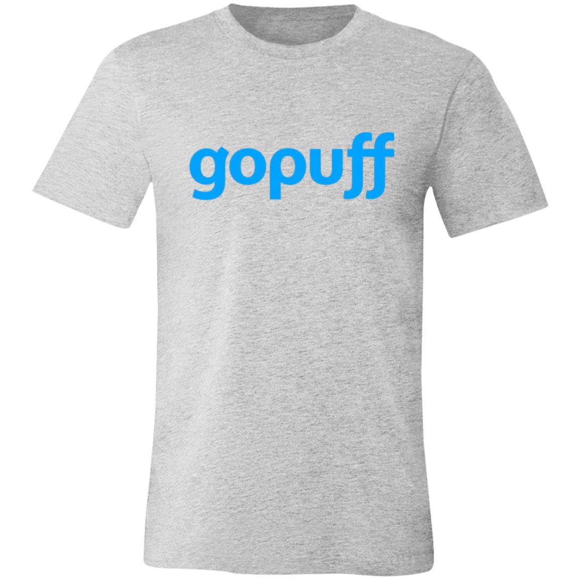Womens Grey Gopuff Blue Logo T Shirt Food Delivery Merch, Front
