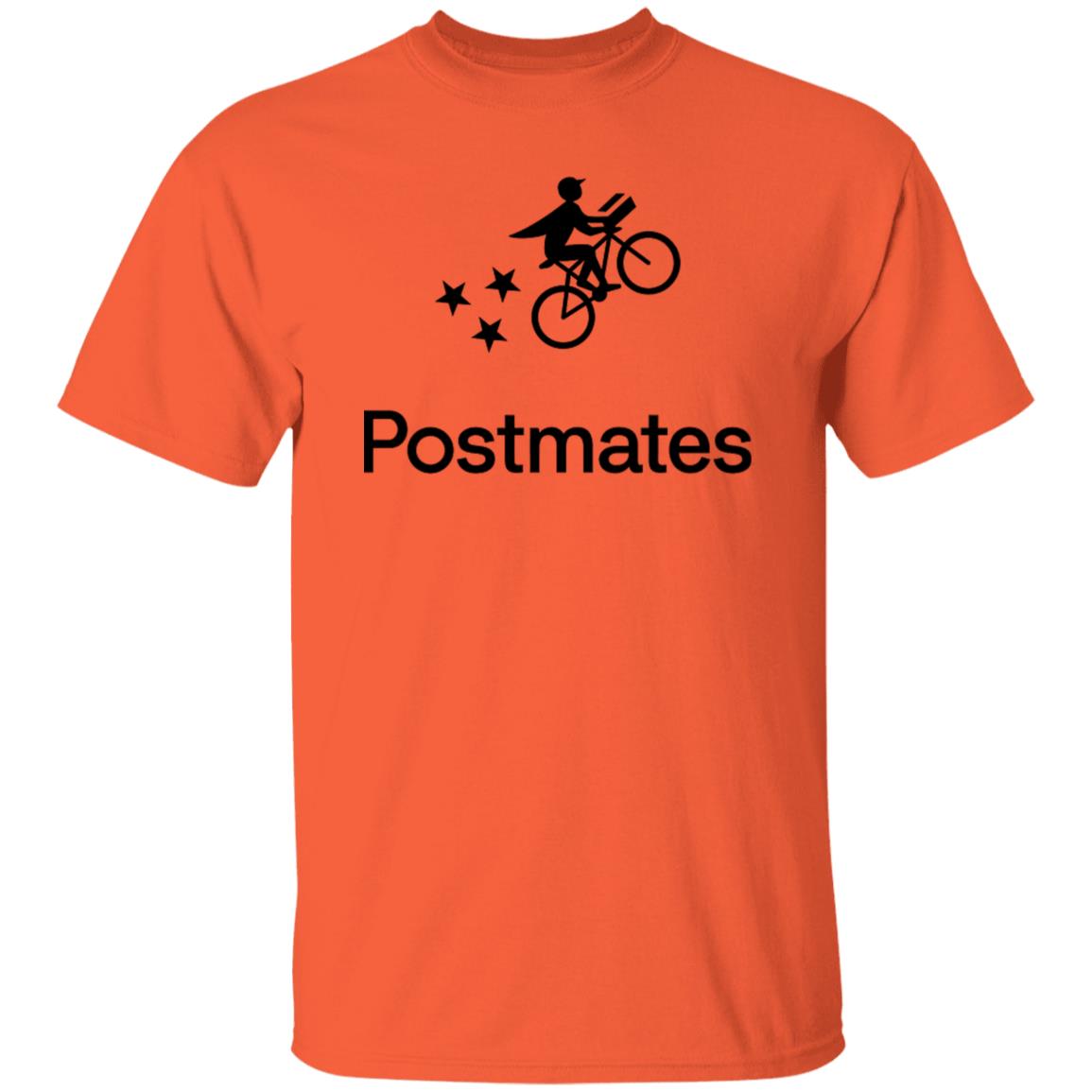 Mens Orange Postmates Black Logo T Shirt Food Delivery Merch, Front