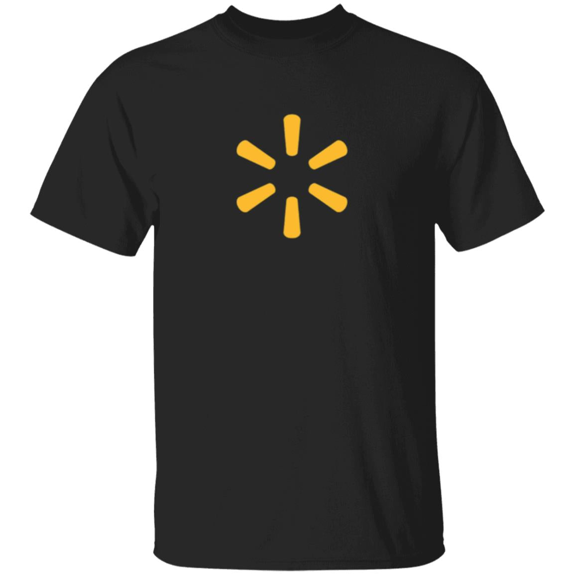 Mens Black Walmart Spark Yellow Logo T Shirt Food Delivery Merch, Front