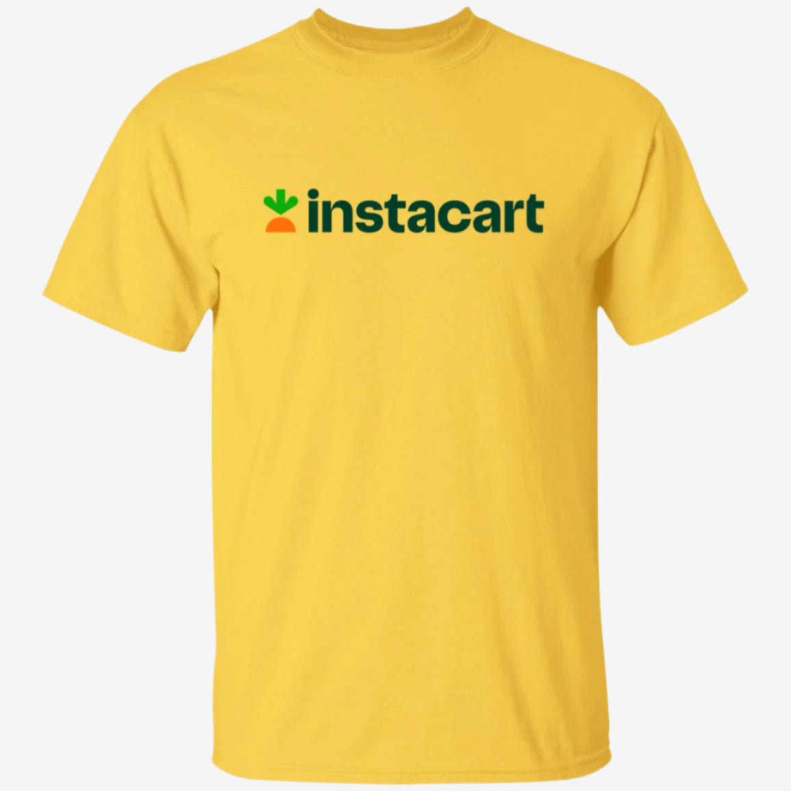 Mens Yellow Instacart Brand Logo T Shirt Food Delivery Merch, Front