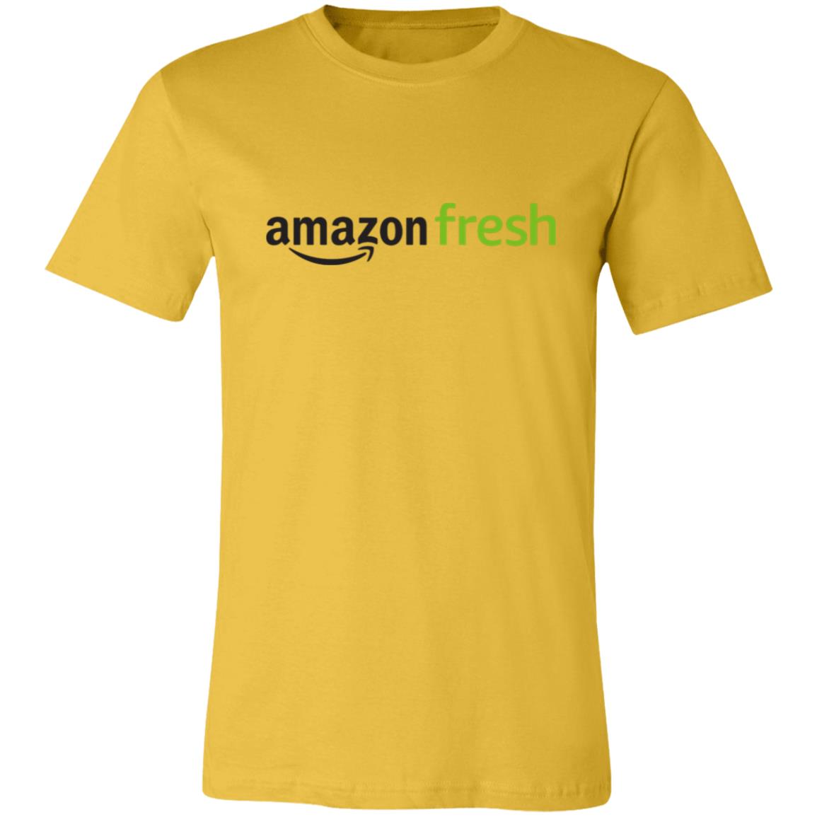 Womens Yellow Amazon Fresh Black Green Logo T Shirt Food Delivery Merch, Front