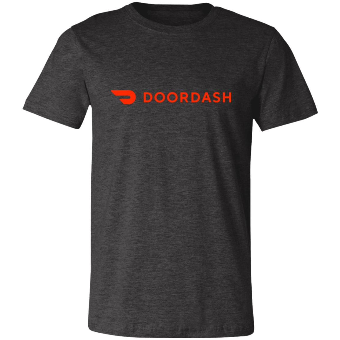 womens dark black grey doordash t shirt, front