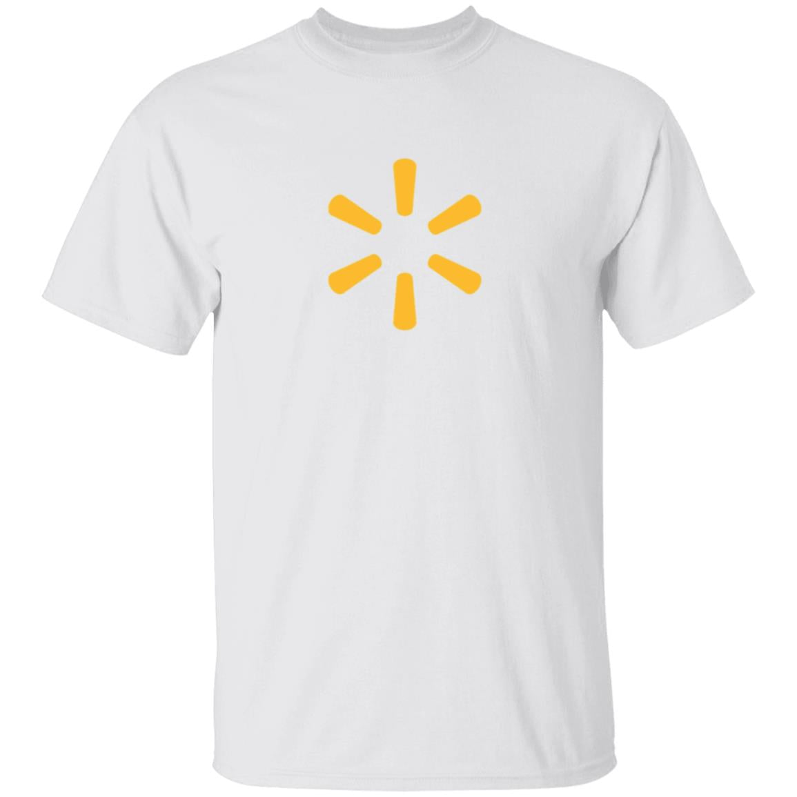 Mens White Walmart Spark Yellow Logo T Shirt Food Delivery Merch, Front