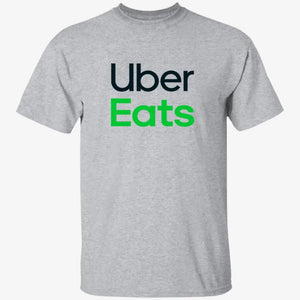 Mens Grey Uber Eats Logo T Shirt Food Delivery Merch, Front