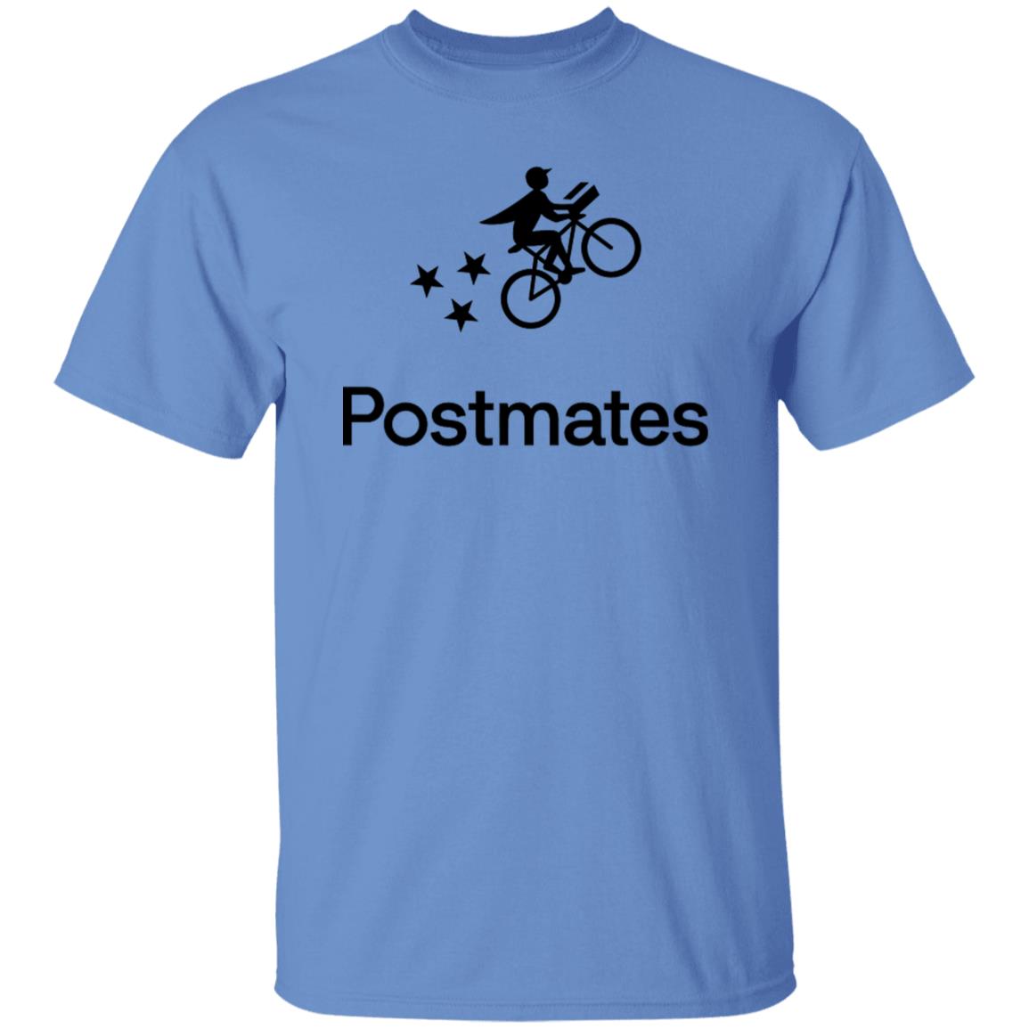 Mens Blue Postmates Black Logo T Shirt Food Delivery Merch, Front