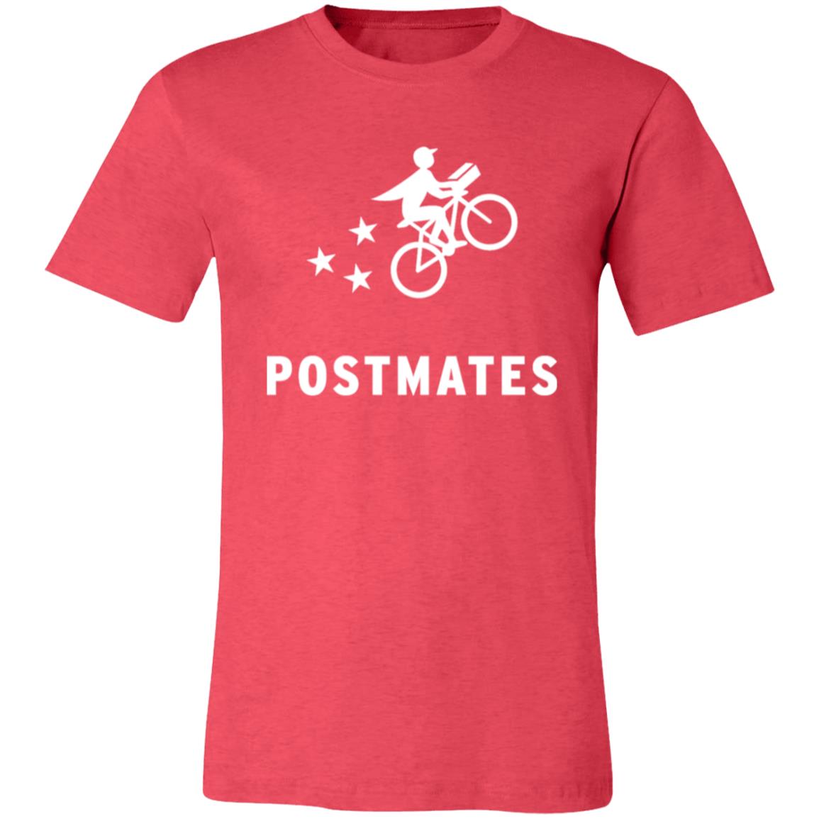 Womens Pink Postmates White Logo T Shirt Food Delivery Merch, Front
