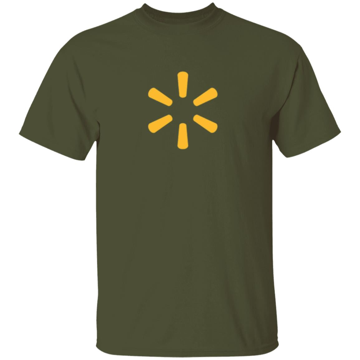 Mens Green Walmart Spark Yellow Logo T Shirt Food Delivery Merch, Front