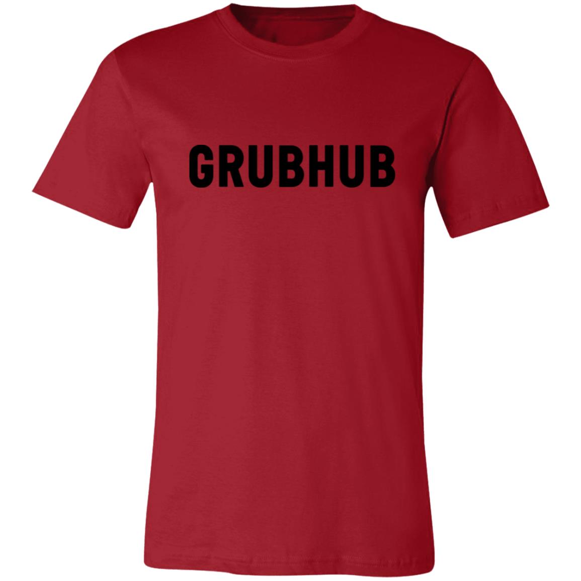 Womens Red Grubhub Black Logo T Shirt Food Delivery Merch, Front