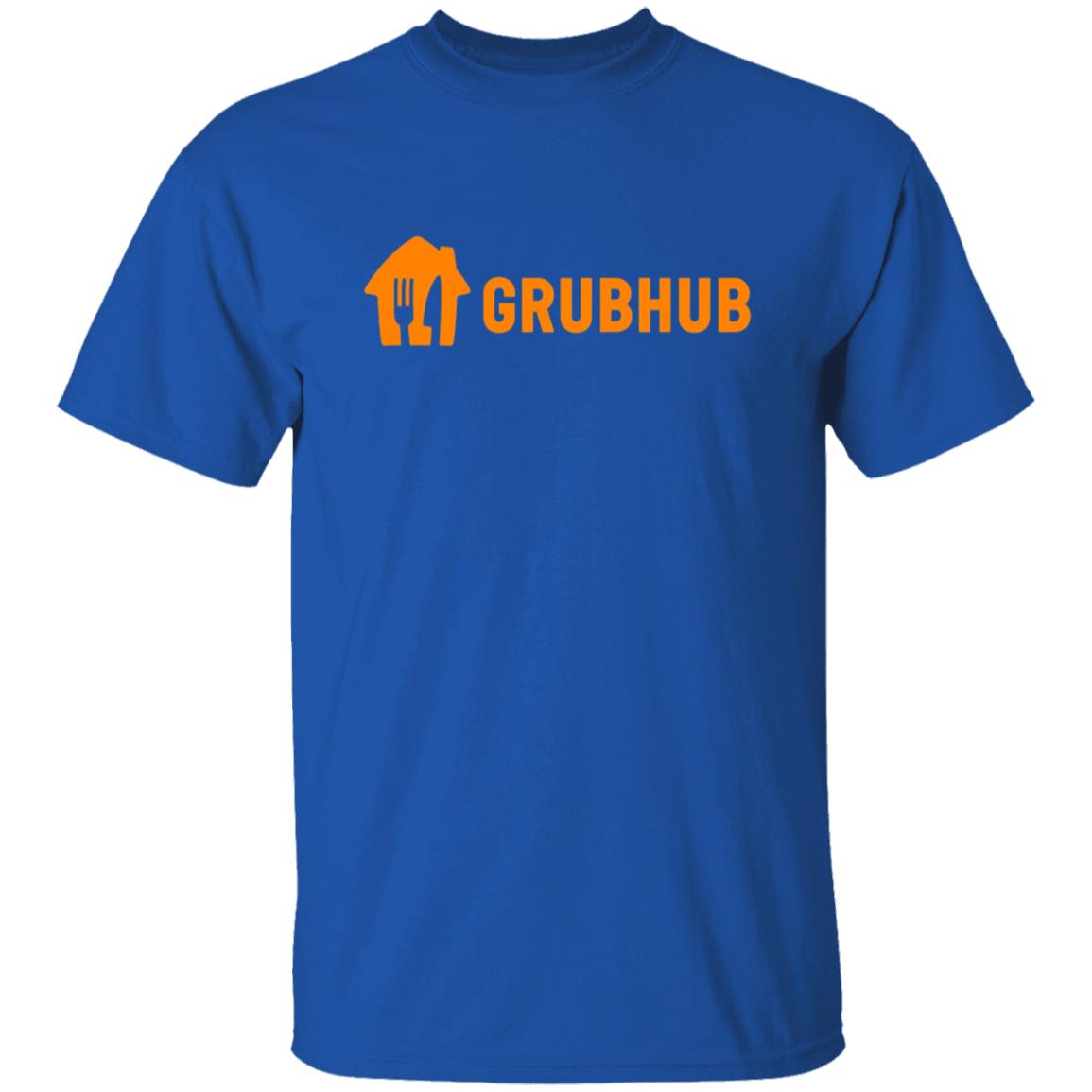 Mens Blue Grubhub Orange Logo T Shirt Food Delivery Merch, Front