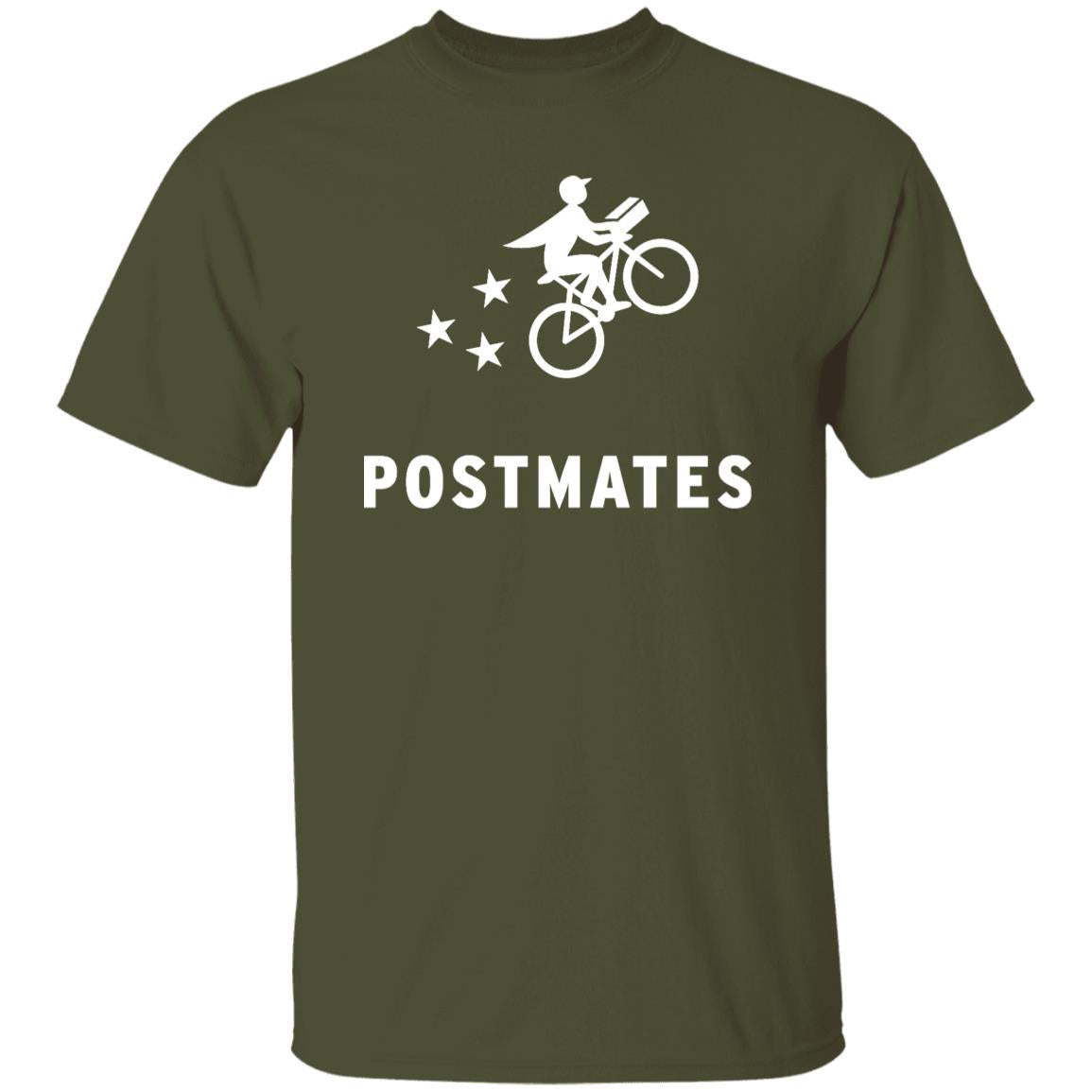 Mens Green Postmates Brand Logo T Shirt Food Delivery Merch, Front
