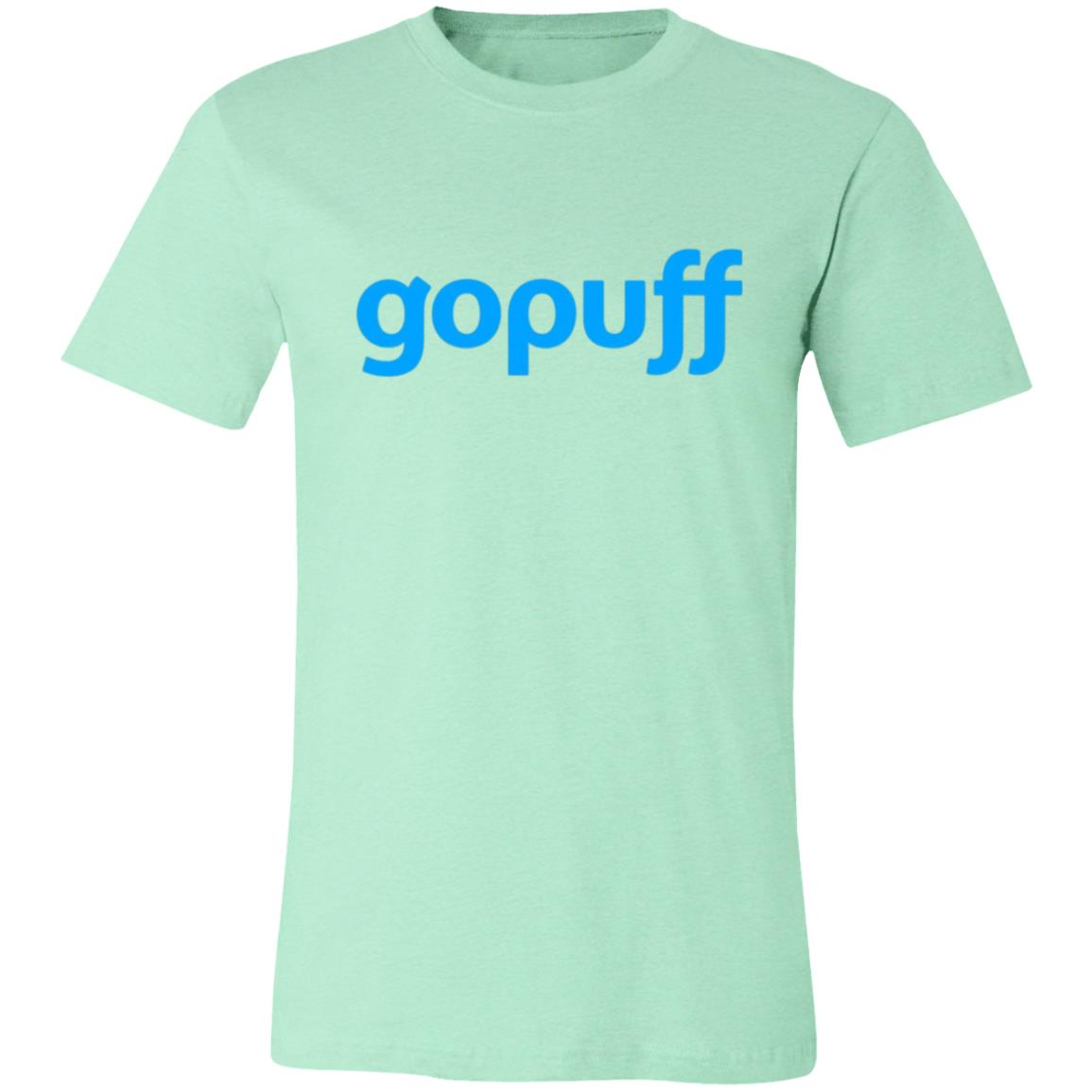 Womens Green Gopuff Blue Logo T Shirt Food Delivery Merch, Front