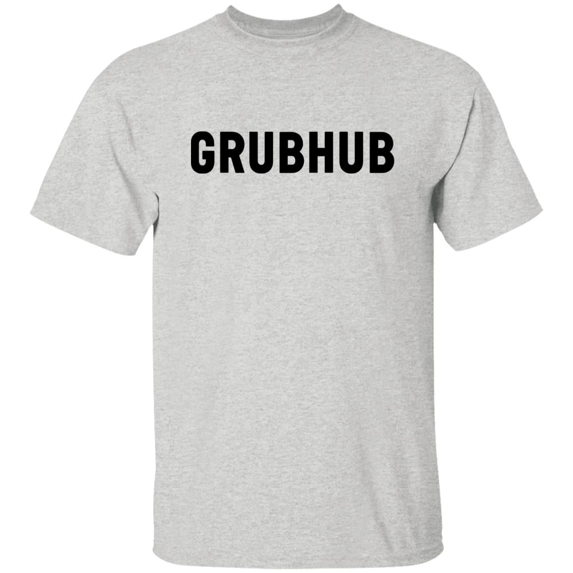 Mens Grey Grubhub Black Logo T Shirt Food Delivery Merch, Front