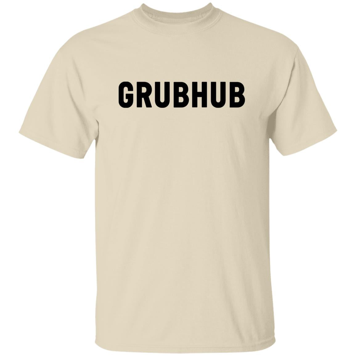Mens Brown Grubhub Black Logo T Shirt Food Delivery Merch, Front