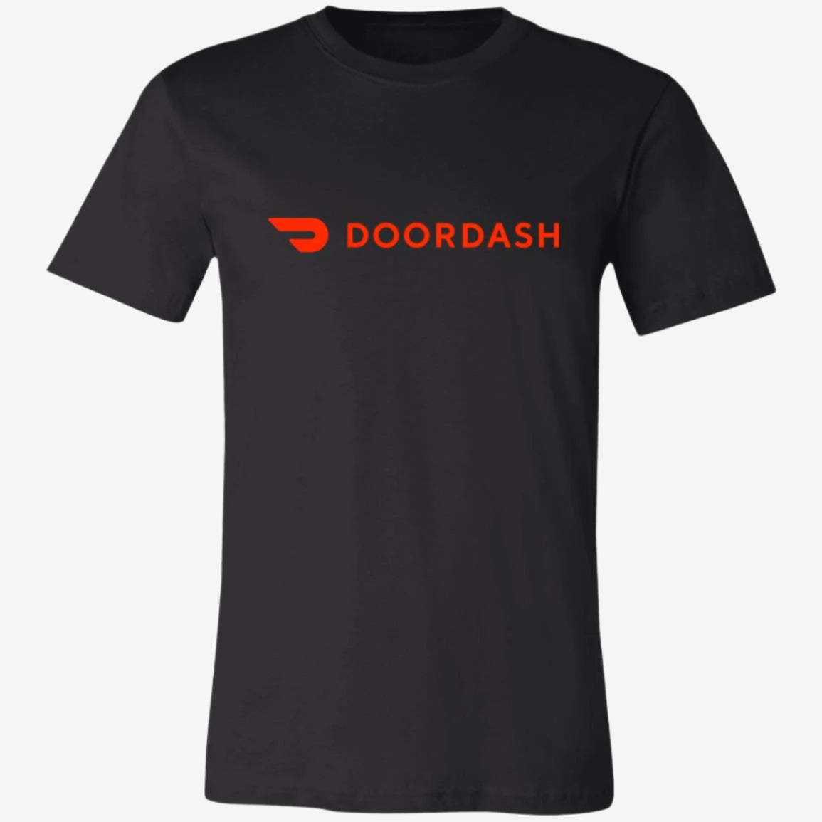 womens black doordash t shirt, front