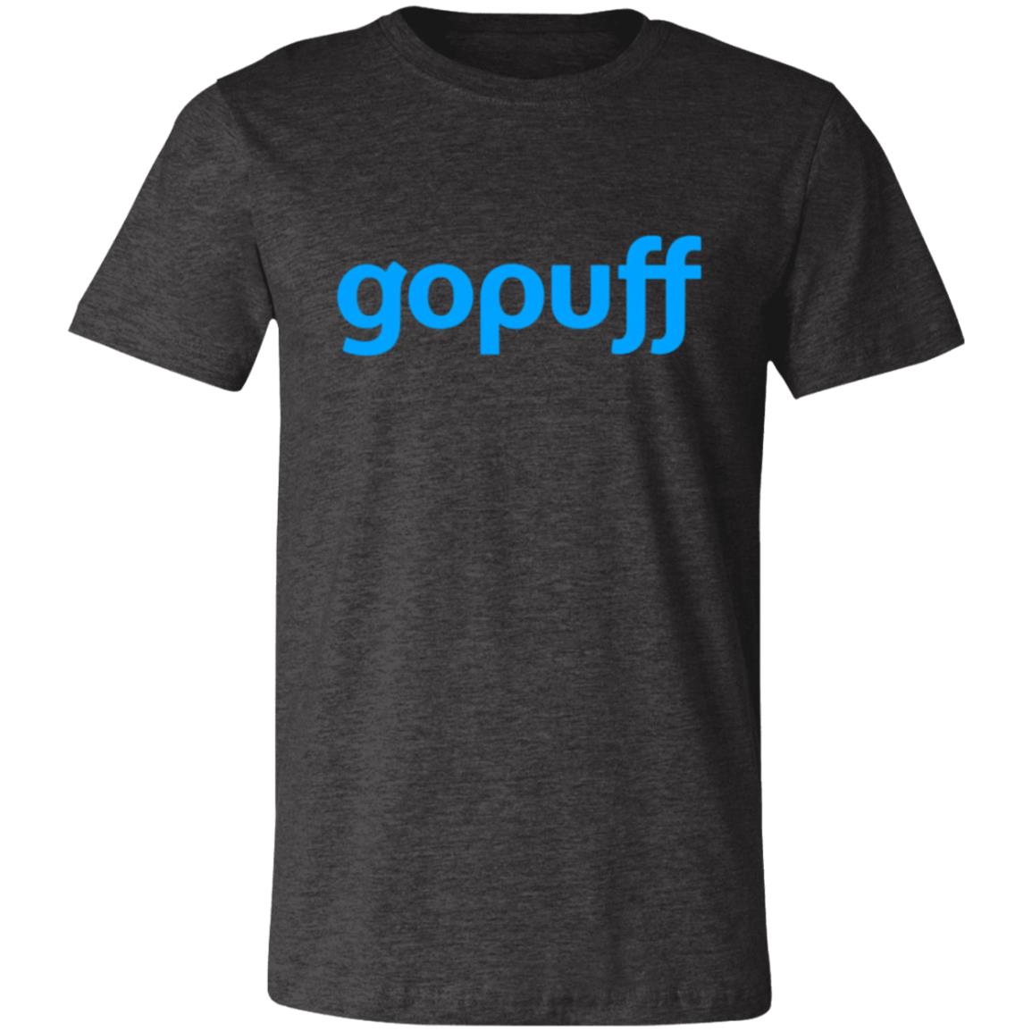 Womens Black Gopuff Blue Logo T Shirt Food Delivery Merch, Front