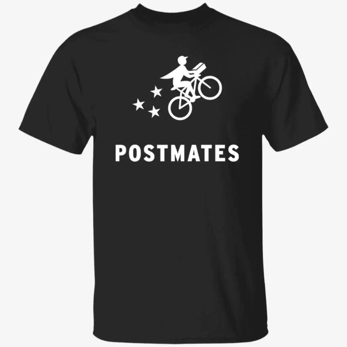 Mens Black Postmates Brand Logo T Shirt Food Delivery Merch, Front