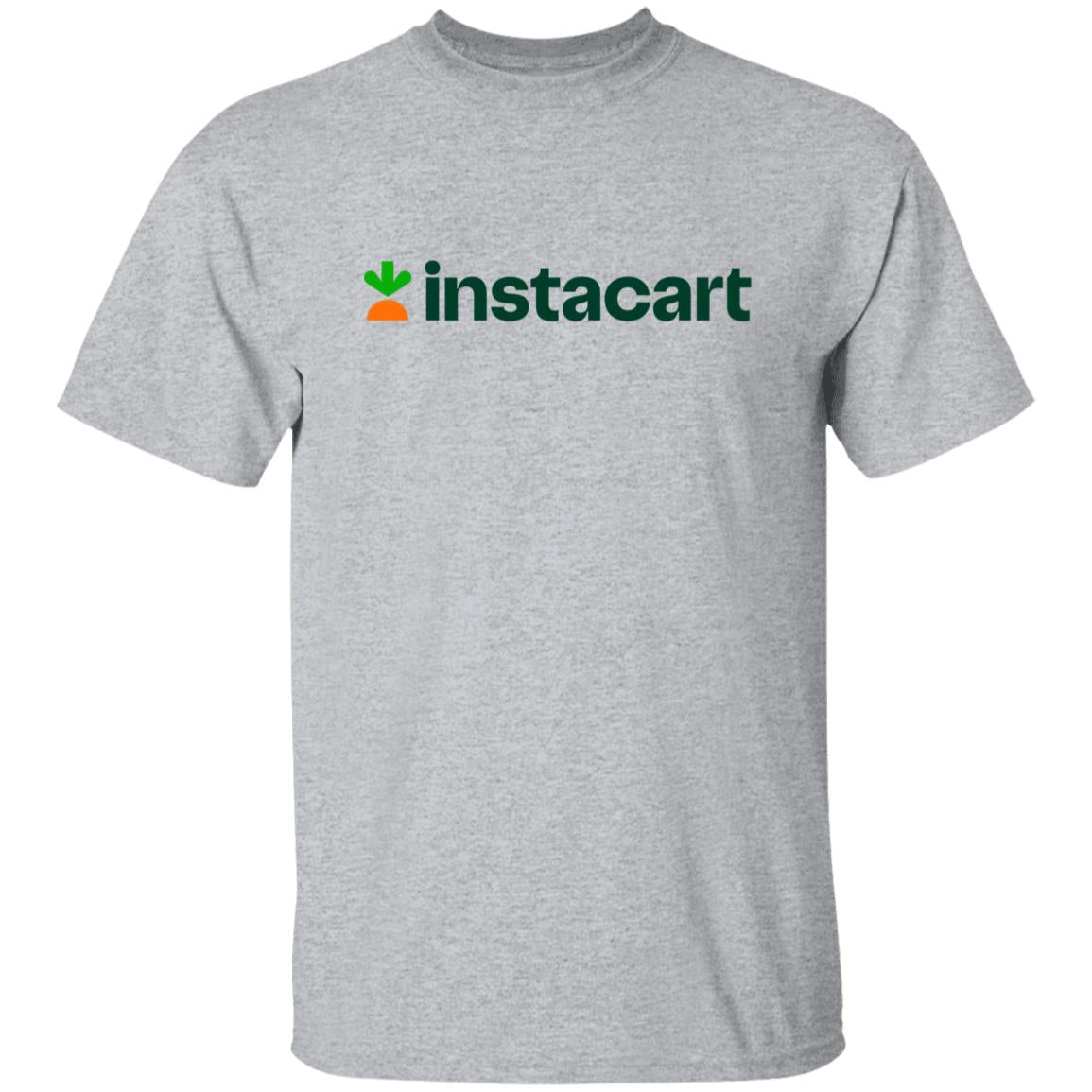 Mens Grey Instacart Brand Logo T Shirt Food Delivery Merch, Front