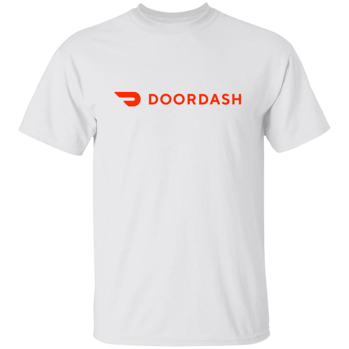 Mens White Doordash Red Logo T Shirt Food Delivery Merch, Front