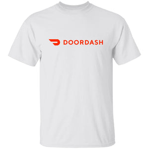 Mens White Doordash Red Logo T Shirt Food Delivery Merch, Front