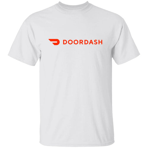 Mens White Doordash Red Logo T Shirt Food Delivery Merch, Front