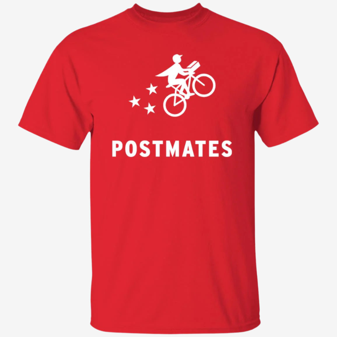 Mens Red Postmates Brand Logo T Shirt Food Delivery Merch, Front