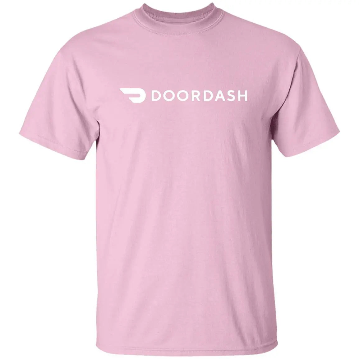 Mens Pink Doordash White Logo T Shirt Food Delivery Merch, Front