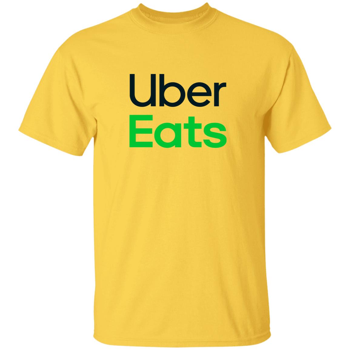 Mens Yellow Uber Eats Logo T Shirt Food Delivery Merch, Front
