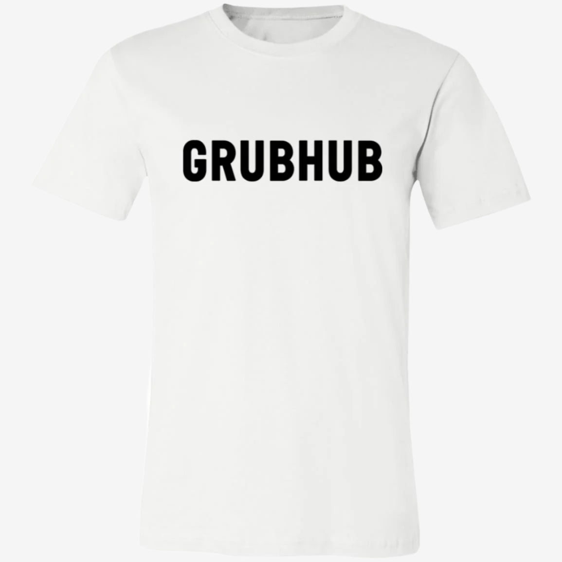 Womens Whtie Grubhub Black Logo T Shirt Food Delivery Merch, Front